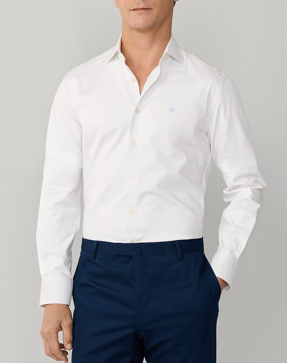 Hackett Essentials Ess Texture Πουκαμισο Ανδρικο Ανδρας Ρουχα Πουκαμισα White Βαμβακι Hm3010642 802
