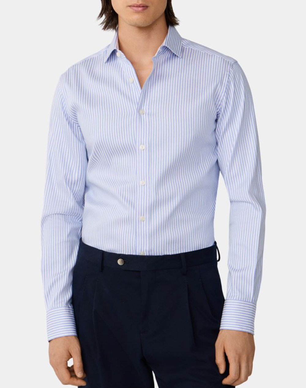 Hackett Drop 2A Double Face Bengal Str Πουκαμισο Ανδρικο Ανδρας Ρουχα Πουκαμισα Lightblue Βαμβακι Hm3010648 502