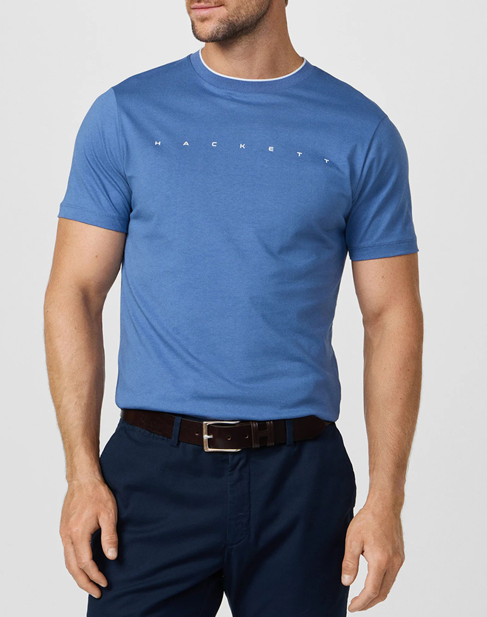 Hackett Drop 1 Hs Essential Tee Μπλουζα Ανδρικο Ανδρας Ρουχα Μπλουζες T Shirt Blue Βαμβακι Hm5000103 489