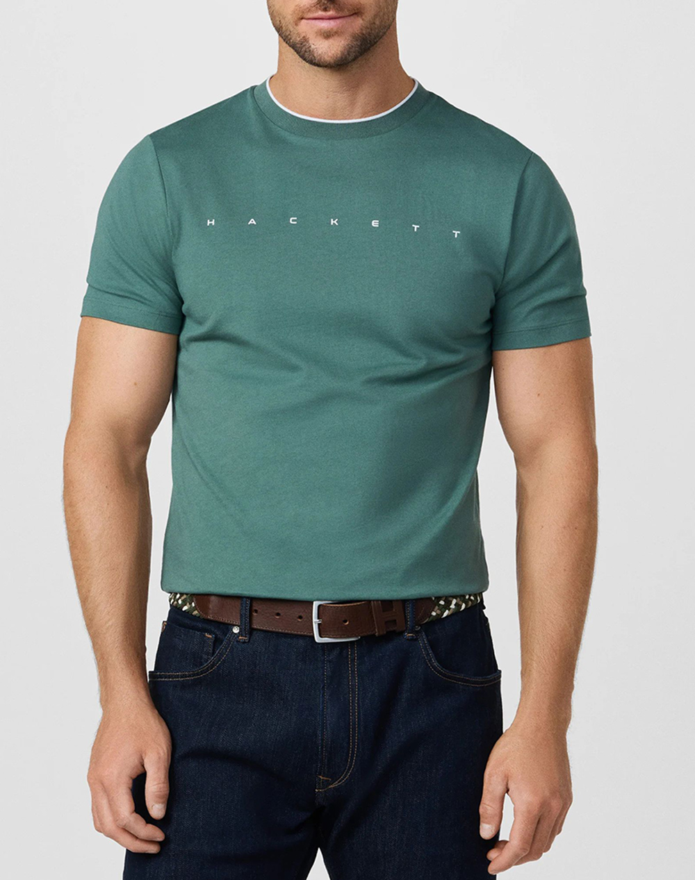 Hackett Drop 1 Hs Essential Tee Μπλουζα Ανδρικο Ανδρας Ρουχα Μπλουζες T Shirt Green Βαμβακι Hm5000103 621 - Koolfly