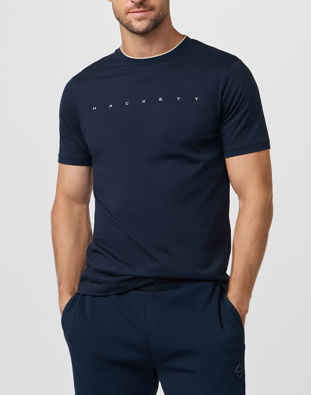 Hackett Drop 1 Hs Essential Tee Μπλουζα Ανδρικο Ανδρας Ρουχα Μπλουζες T Shirt Navyblue Βαμβακι Hm5000103 595