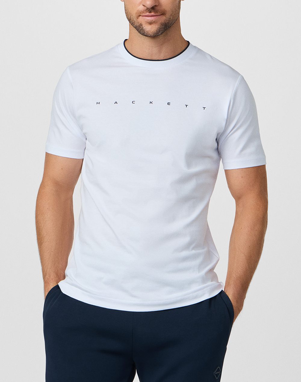 Hackett Drop 1 Hs Essential Tee Μπλουζα Ανδρικο Ανδρας Ρουχα Μπλουζες T Shirt White Βαμβακι Hm5000103 802 - Koolfly