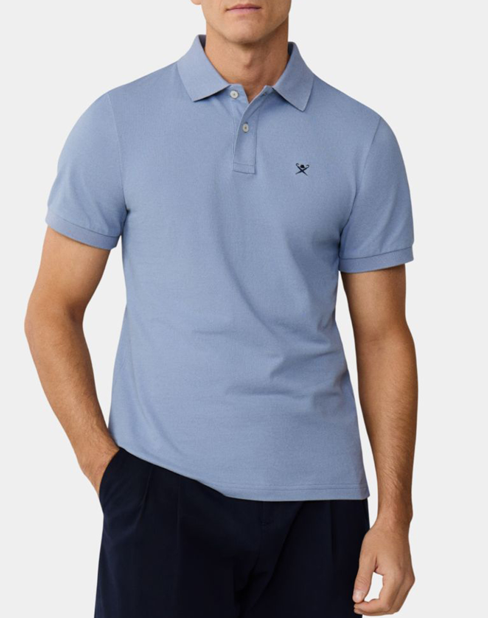 Hackett Essentials Slim Fit Logo Μπλουζα Ανδρικο Ανδρας Ρουχα Μπλουζες Polo Blue Βαμβακι Hm5600148 564