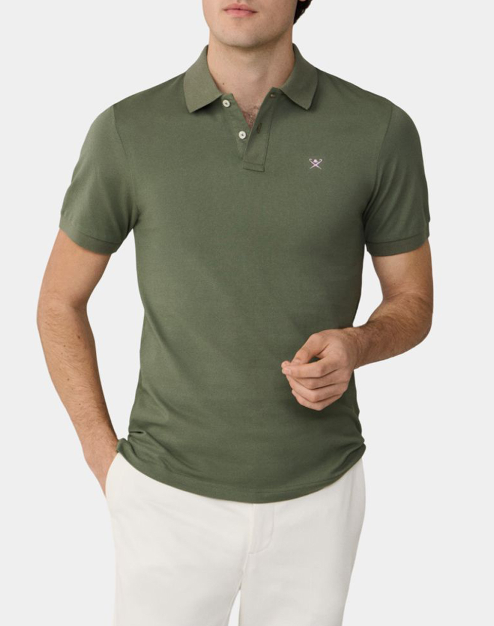 Hackett Essentials Slim Fit Logo Μπλουζα Ανδρικο Ανδρας Ρουχα Μπλουζες Polo Khaki Βαμβακι Hm5600148 726