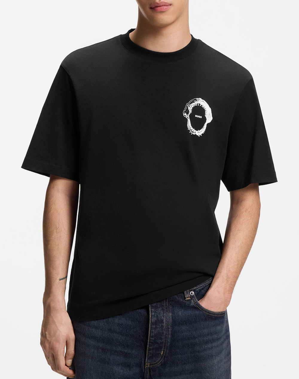 Hugo Nofishix 10272987 01 Ανδρας Ρουχα Μπλουζες T Shirt Black Βαμβακι 50554370 001 - Koolfly