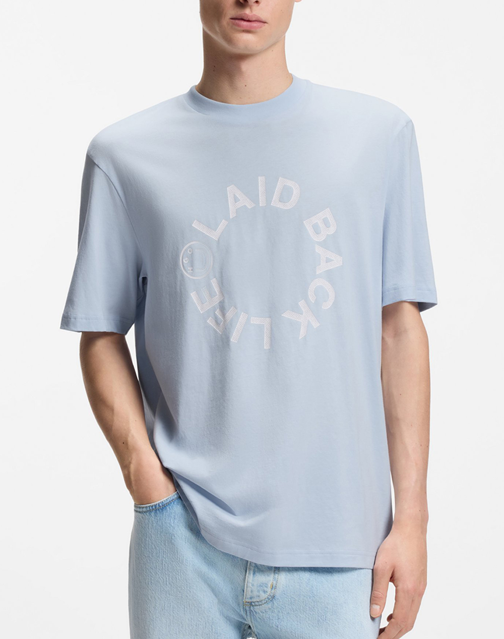 Hugo Norizom 10258299 01 Ανδρας Ρουχα Μπλουζες T Shirt Lightblue Βαμβακι 50560112 460