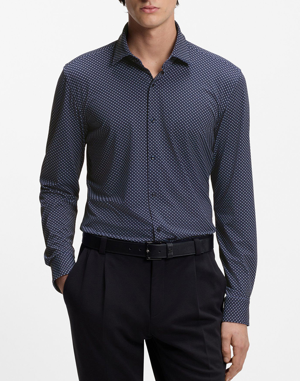 Hugo Kenno 10276634 01 Ανδρας Ρουχα Πουκαμισα Navyblue Με Ελασταν,Συνθετικο 50554763 413 - Koolfly