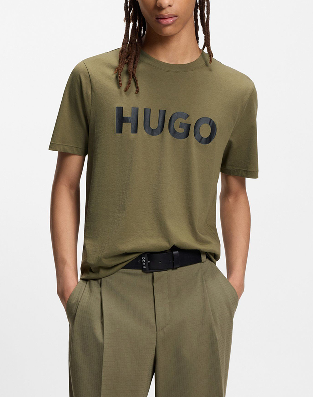 Hugo Dulivio 10229761 01 Ανδρας Ρουχα Μπλουζες T Shirt Darkolivegreen Βαμβακι 50467556 389 389