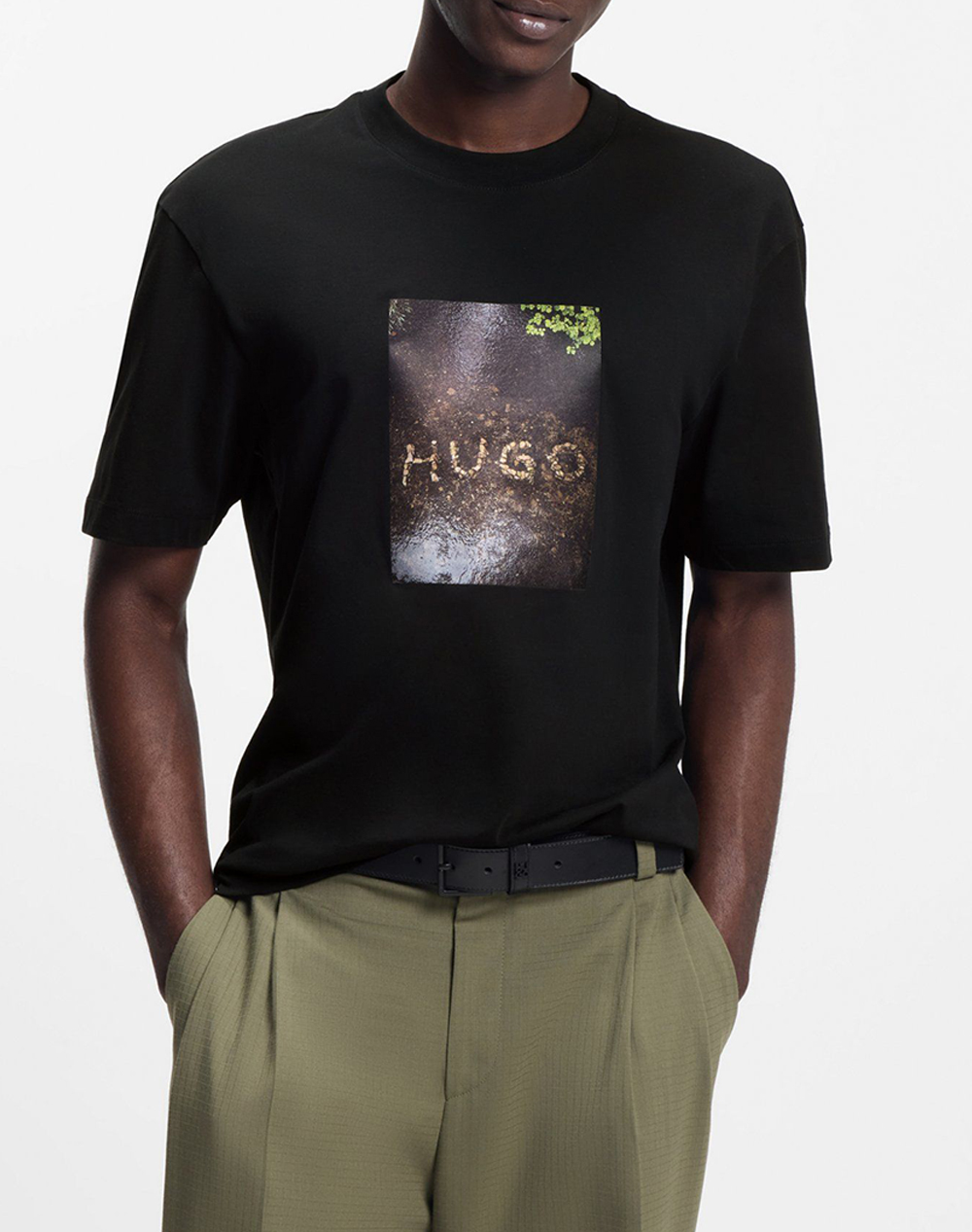 Hugo Doreston 10261763 01 Ανδρας Ρουχα Μπλουζες T Shirt Black Βαμβακι 50554319 001 - Koolfly
