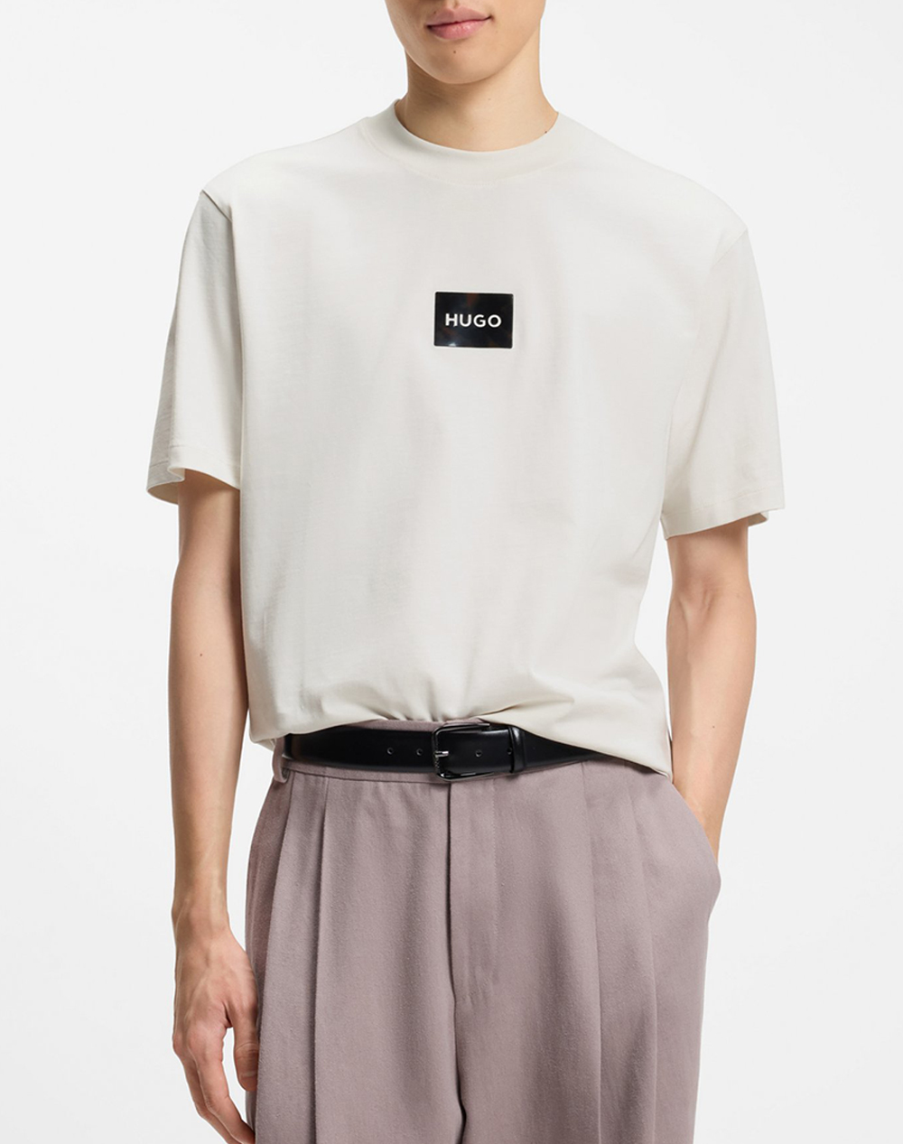 Hugo Dumeon 10267594 01 Ανδρας Ρουχα Μπλουζες T Shirt Ecru Βαμβακι 50557445 102