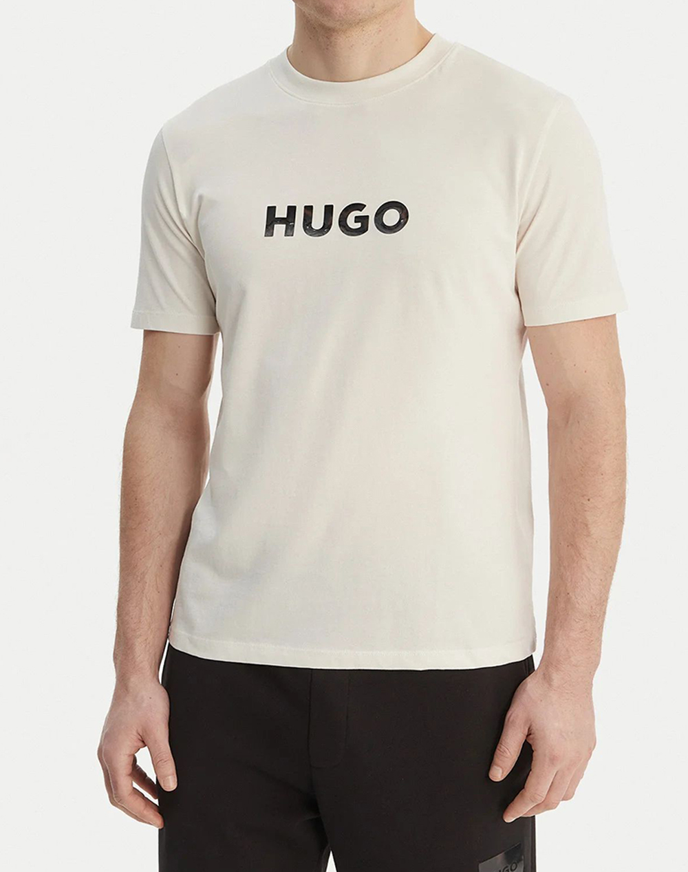 Hugo Dumeo 10266462 01 Ανδρας Ρουχα Μπλουζες T Shirt Ecru Βαμβακι 50557437 102
