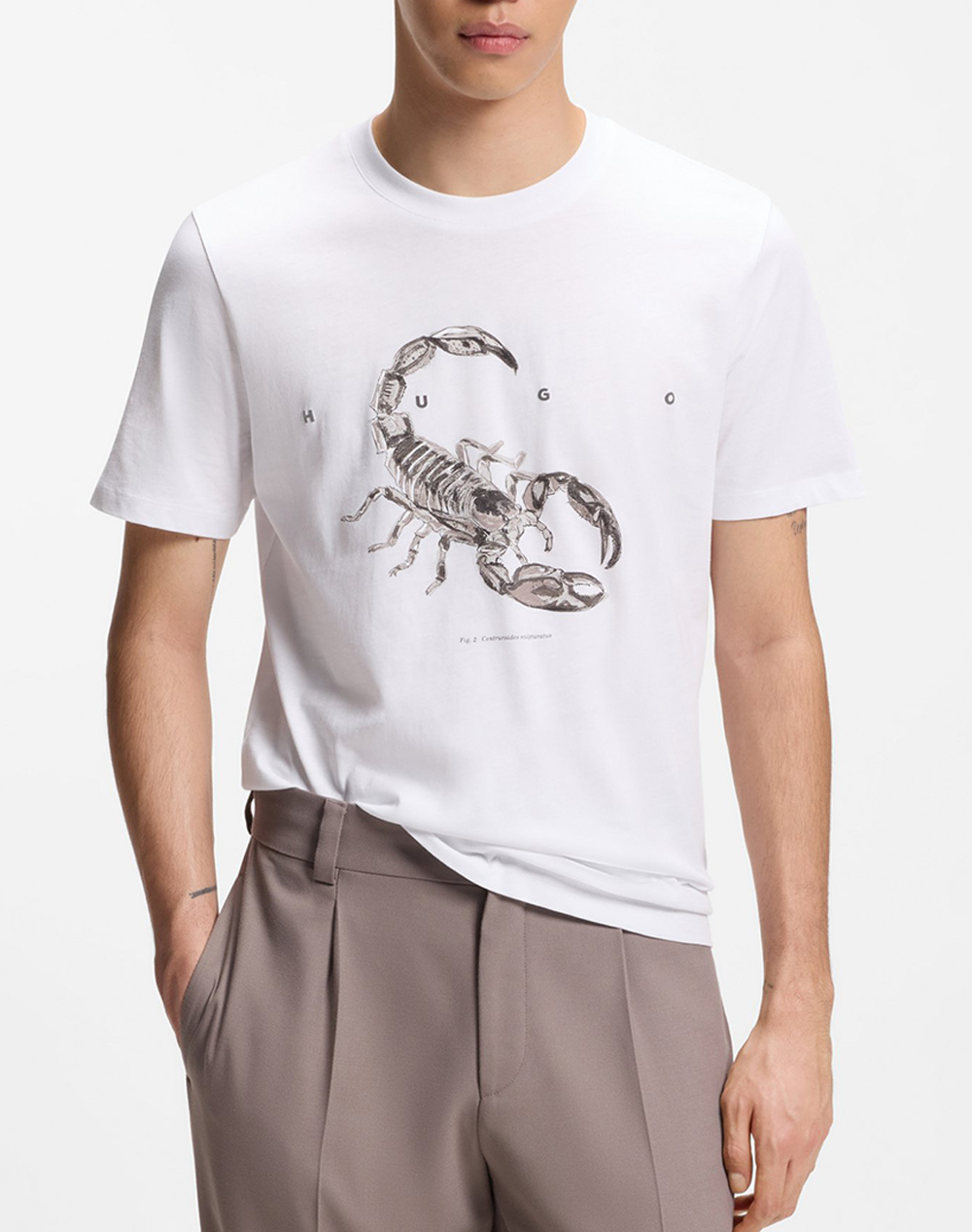 Hugo Discorb 10258299 01 Ανδρας Ρουχα Μπλουζες T Shirt White Βαμβακι 50557672 100