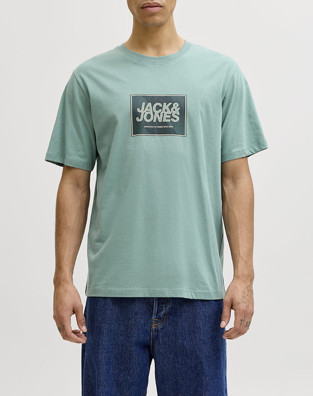Jack&Jones Jjrain Tee Ss Crew Neck Ανδρας Ρουχα Μπλουζες T Shirt Ciel Βαμβακι 12288097 Mineral Blue - Koolfly