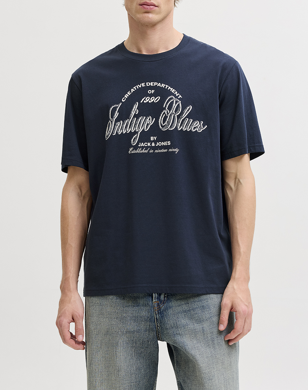Jack&Jones Jjedenver Graphic Tee Ss O Neck Sn Ανδρας Ρουχα Μπλουζες T Shirt Navyblue Βαμβακι 12291213 Navy Blazer - Koolfly