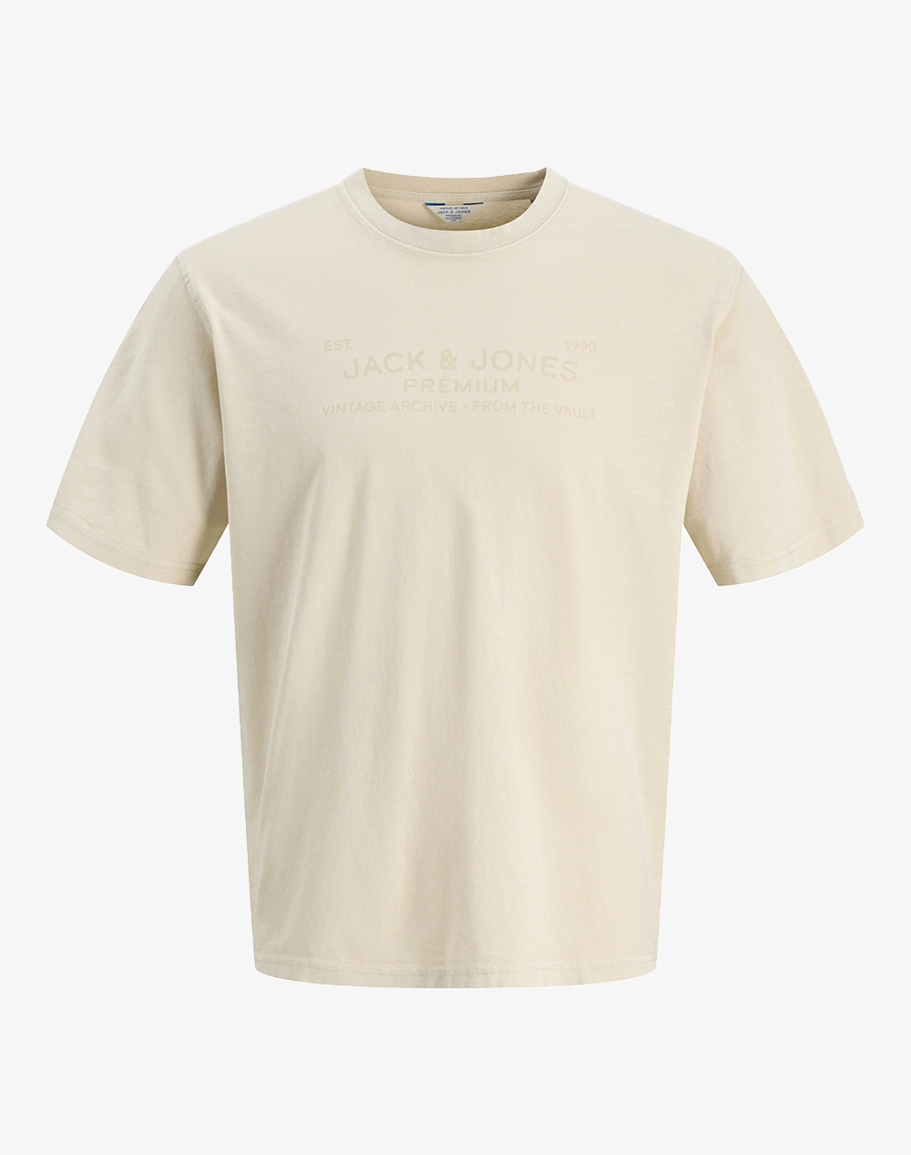Jack&Jones Jprbluaiden Ss Tee Ανδρας Ρουχα Μπλουζες T Shirt Cream Βαμβακι 12293014 Moonstruck