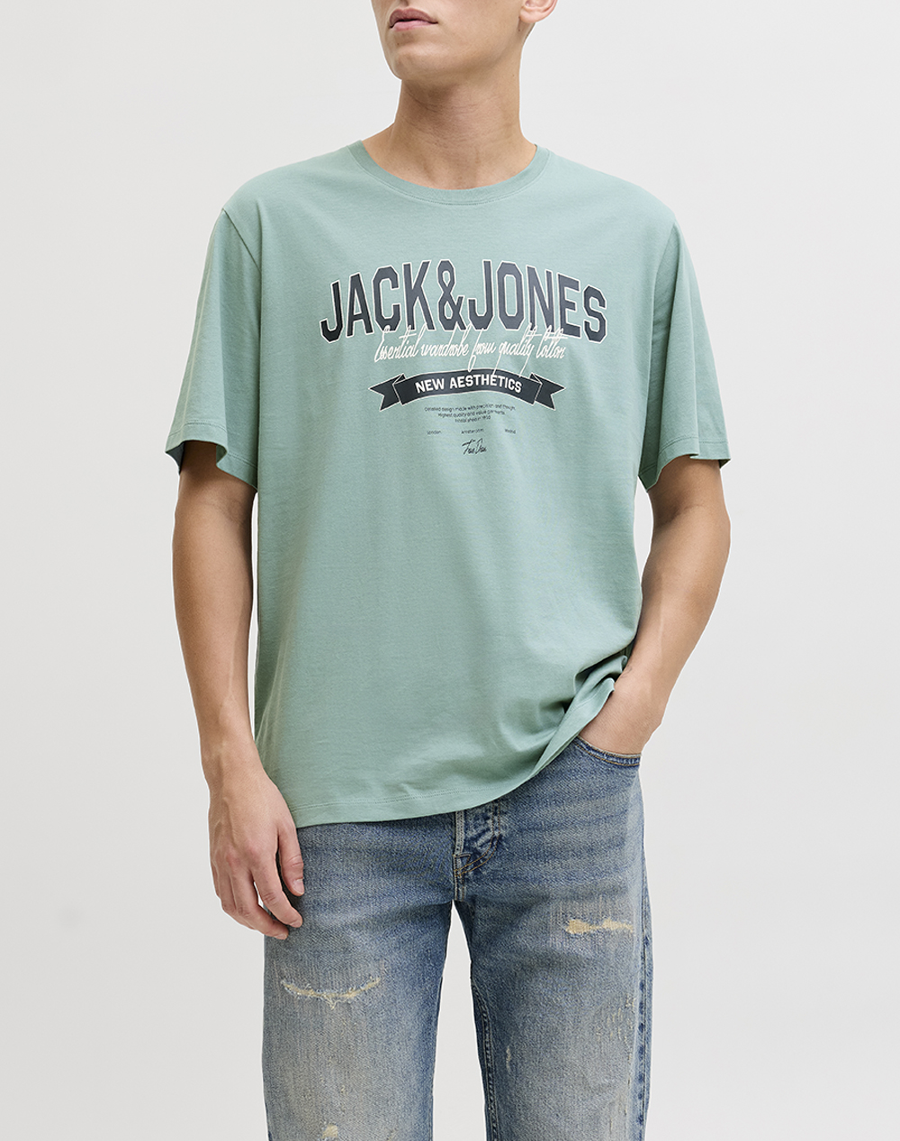 Jack&Jones Jjelogo Tee Ss O Neck 2 Col Ss26 Sn Ανδρας Ρουχα Μπλουζες T Shirt Ciel Βαμβακι 12288016 Mineral Blue