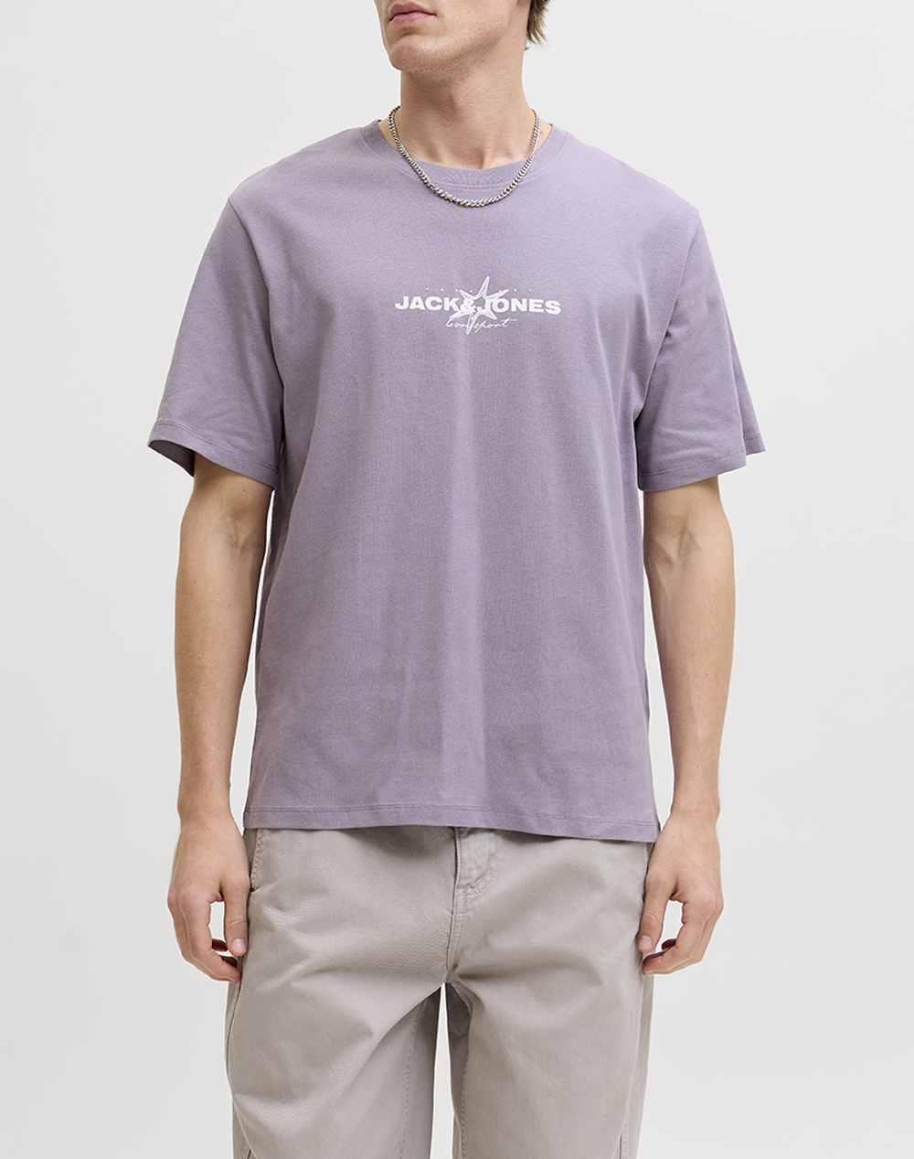 Jack&Jones Jcomineral Small Front Print Tee Ss Crew Ανδρας Ρουχα Μπλουζες T Shirt Purple Βαμβακι 12292555 Purple Ash
