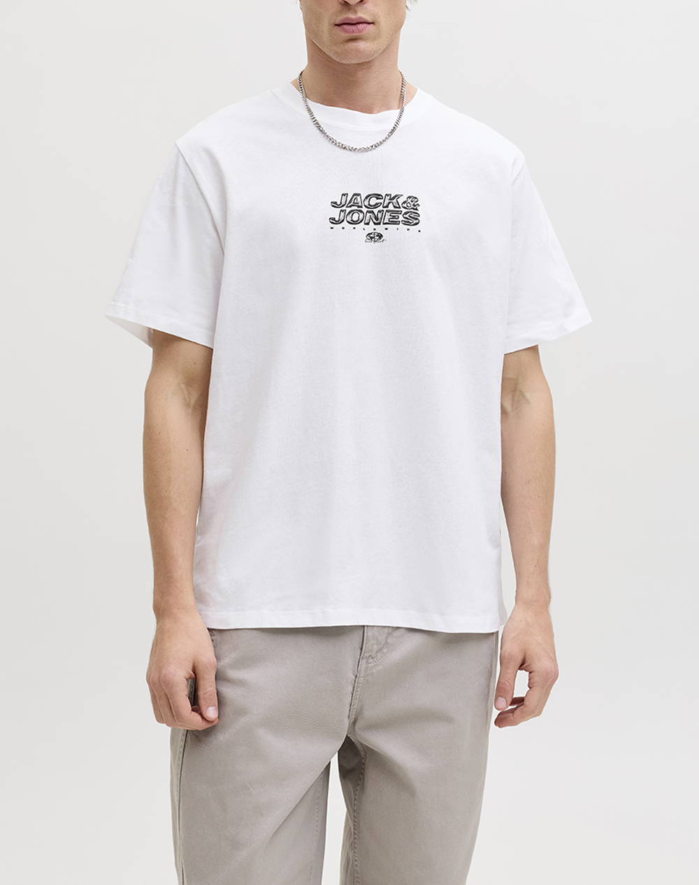 Jack&Jones Jcomineral Small Front Print Tee Ss Crew Ανδρας Ρουχα Μπλουζες T Shirt White Βαμβακι 12292555 Bright White