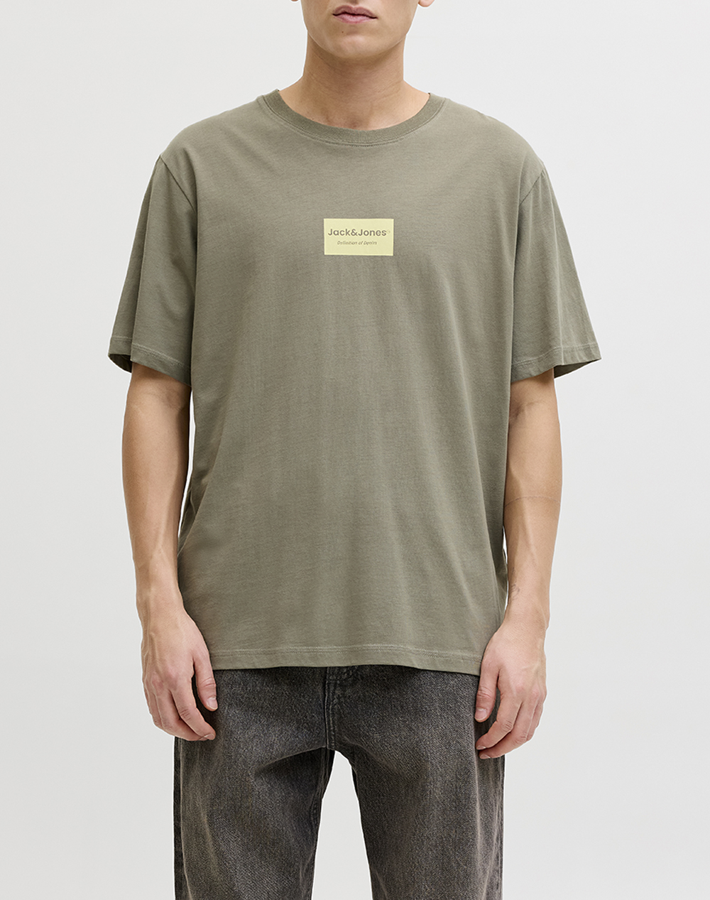 Jack&Jones Jjfrank Tee Ss Crew Neck Ανδρας Ρουχα Μπλουζες T Shirt Khaki Βαμβακι 12288092 Vetiver