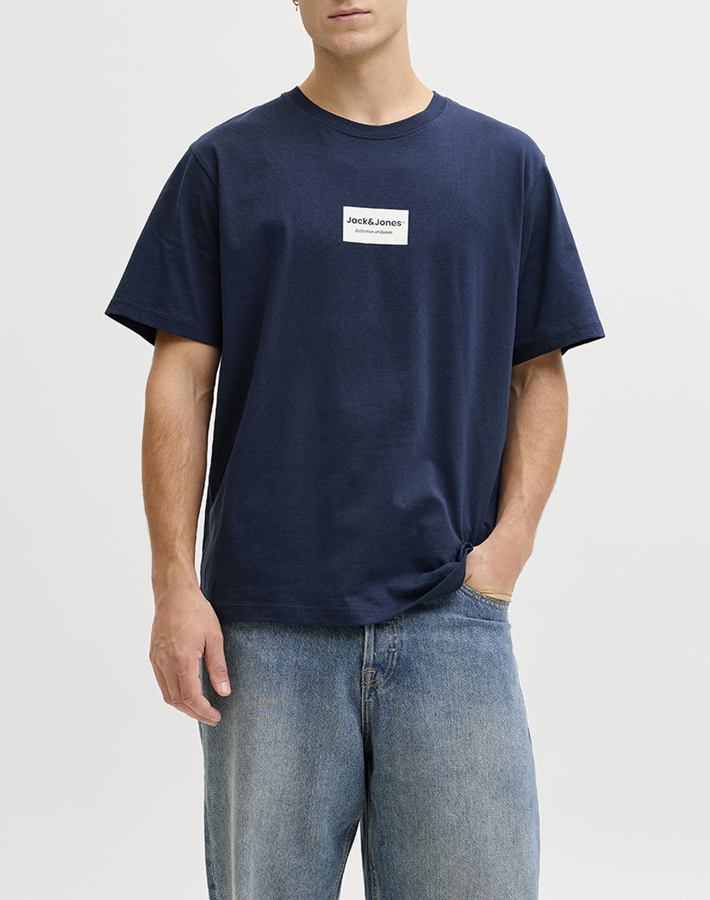 Jack&Jones Jjfrank Tee Ss Crew Neck Ανδρας Ρουχα Μπλουζες T Shirt Navyblue Βαμβακι 12288092 Navy Blazer
