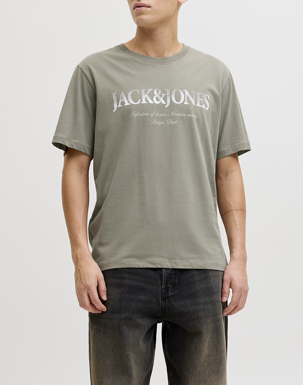 Jack&Jones Jjdevin Daytona Print Tee Ss Crew Ln Ανδρας Ρουχα Μπλουζες T Shirt Khaki Βαμβακι 12290173 Vetiver