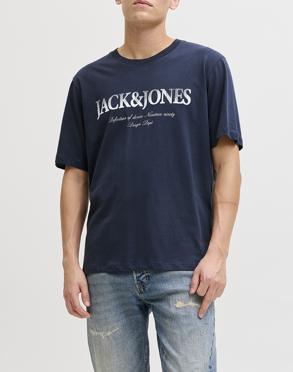 Jack&Jones Jjdevin Daytona Print Tee Ss Crew Ln Ανδρας Ρουχα Μπλουζες T Shirt Navyblue Βαμβακι 12290173 Navy Blazer - Koolfly