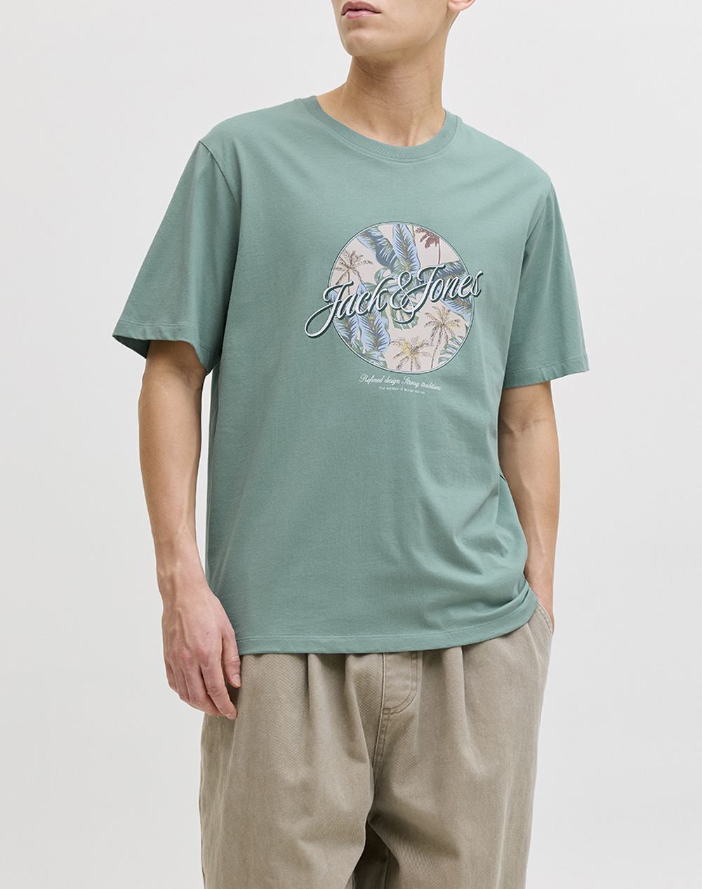 Jack&Jones Jjhonolulu Shape Tee Ss Crew Neck Ln Ανδρας Ρουχα Μπλουζες T Shirt Aqua Βαμβακι 12288088 Mineral Blue