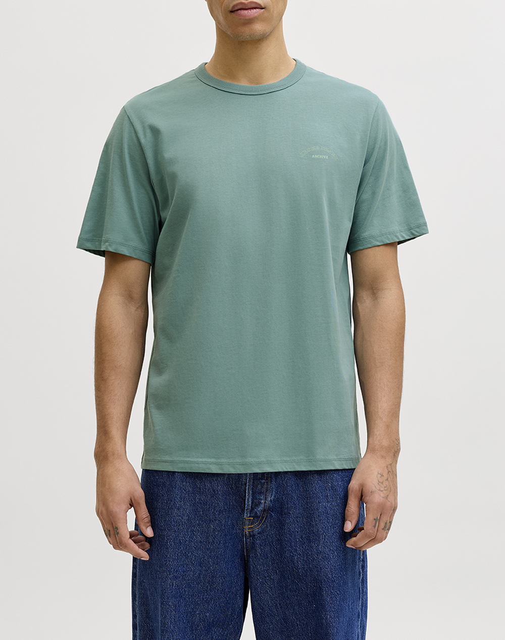 Jack&Jones Jjcollege Logo Tee Ss Crew Neck Ανδρας Ρουχα Μπλουζες T Shirt Ciel Βαμβακι 12288105 Mineral Blue