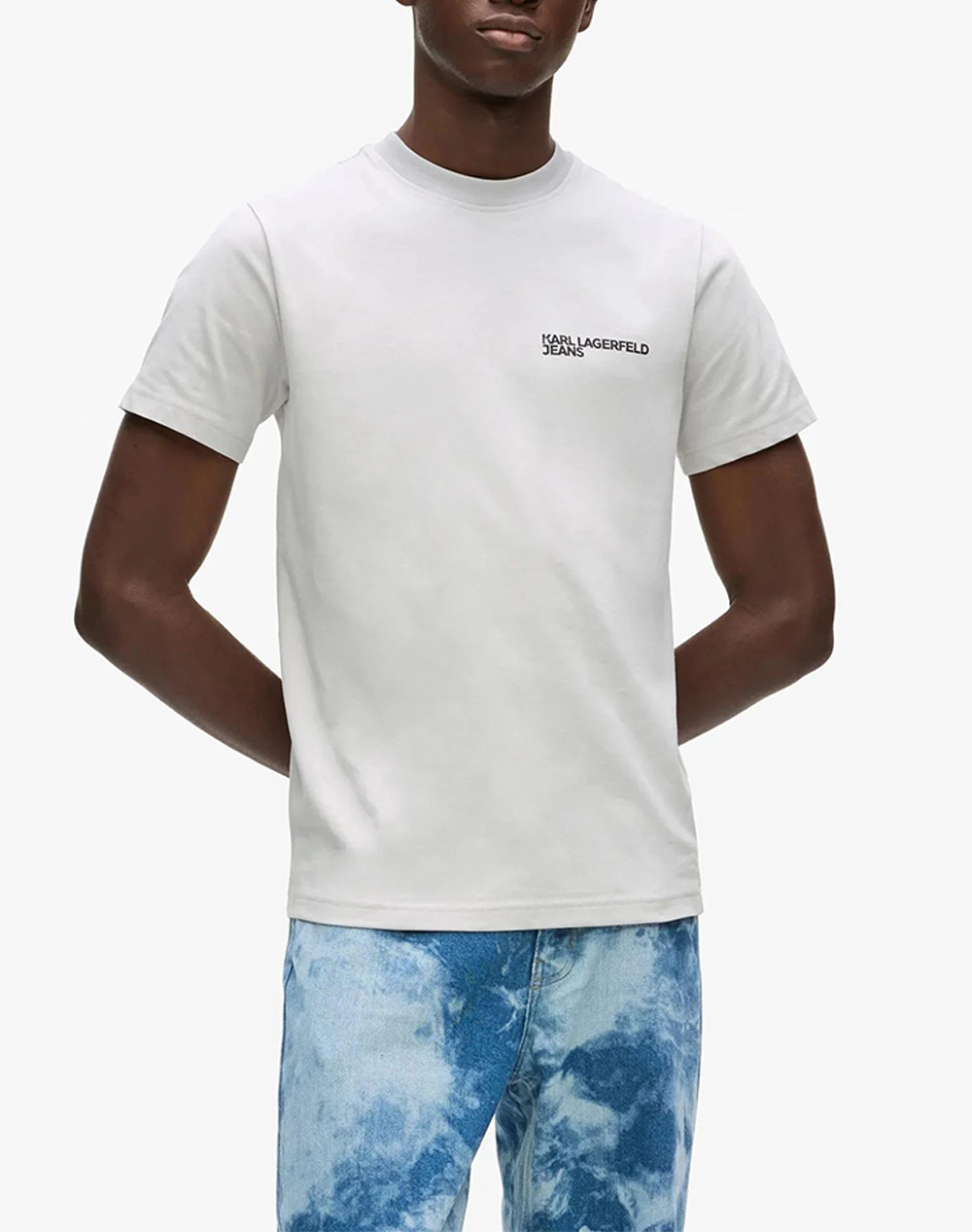 Karl Lagerfeld Jeans Klj Slim Ss Tee Ανδρας Ρουχα Μπλουζες T Shirt Offwhite Βαμβακι A1M17003 1Ib