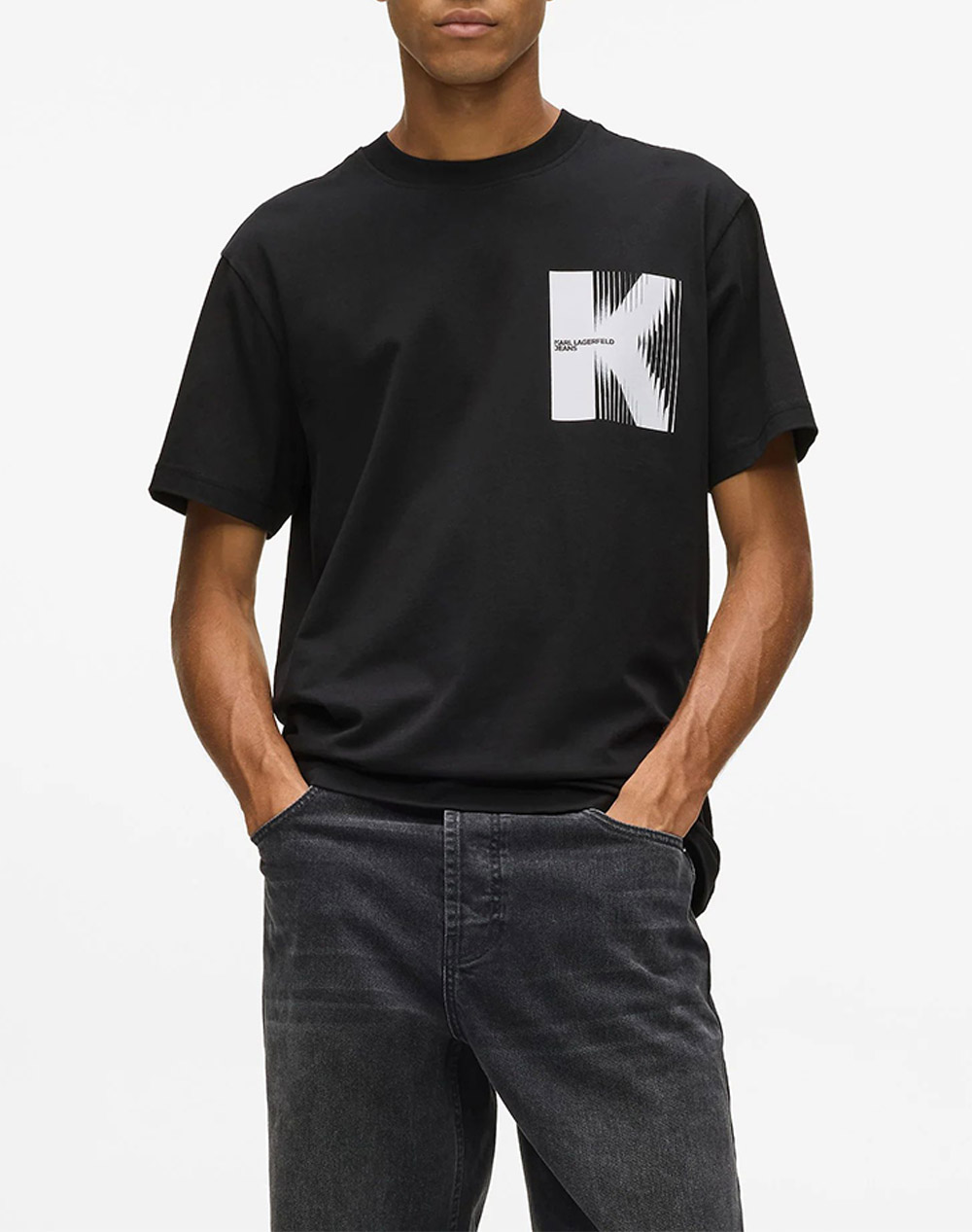 Karl Lagerfeld Jeans Klj Reg Ss K Logo Tee Ανδρας Ρουχα Μπλουζες T Shirt Black Βαμβακι B1M17066 999