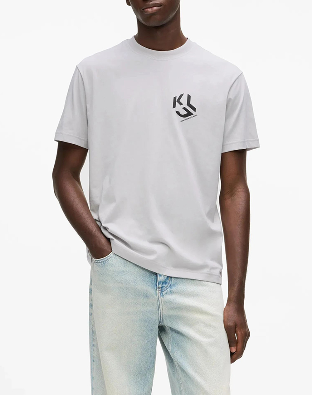 Karl Lagerfeld Jeans Klj Reg Monogram Tee Ανδρας Ρουχα Μπλουζες T Shirt Lightgray Βαμβακισυνθετικο A2M17072 1Ib