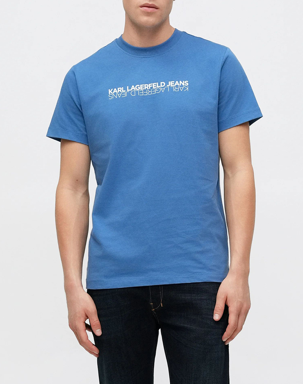 Karl Lagerfeld Jeans Klj Slim Ss Reflection Tee Ανδρας Ρουχα Μπλουζες T Shirt Blue Βαμβακι B1m17063 690 - Koolfly