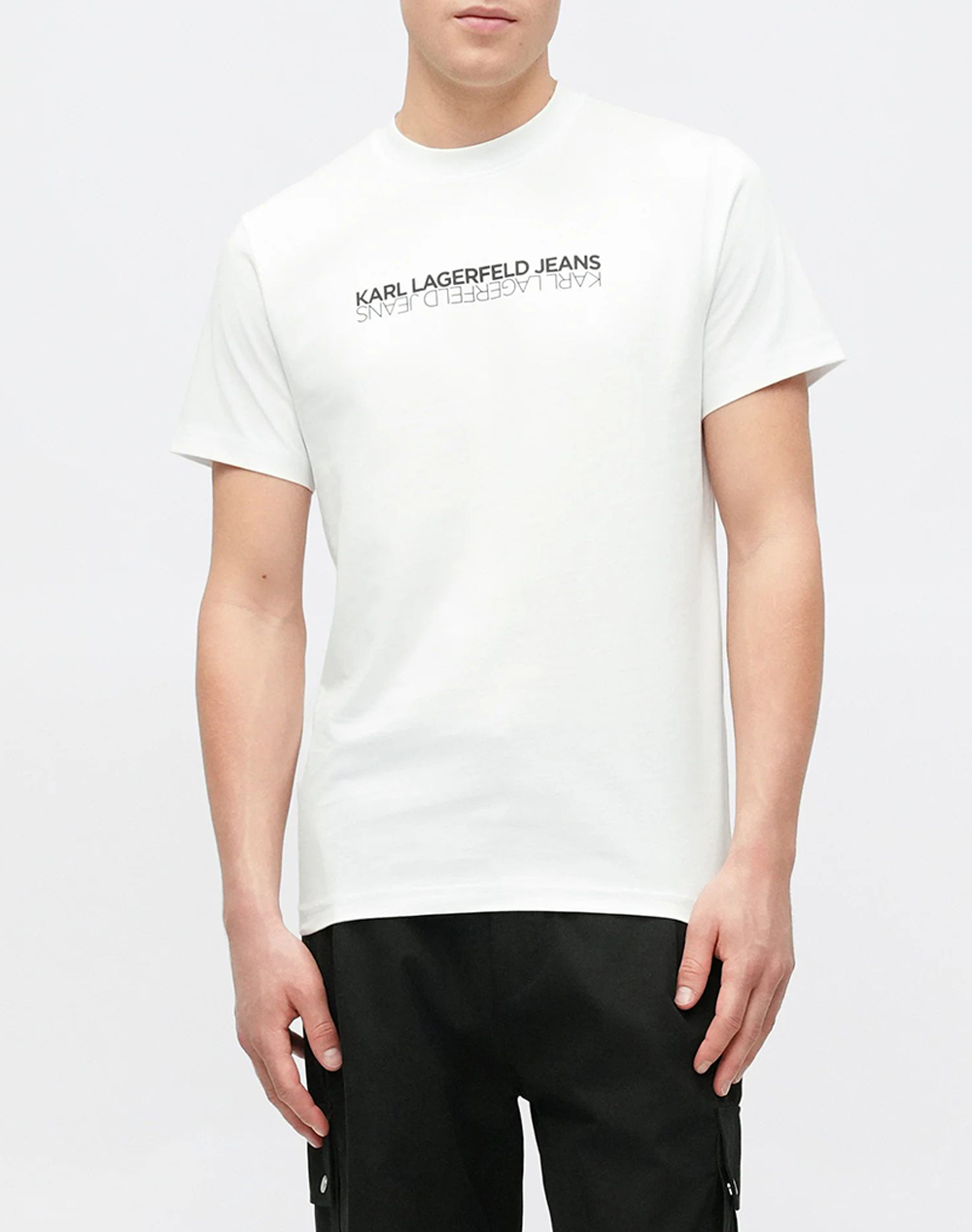 Karl Lagerfeld Jeans Klj Slim Ss Reflection Tee Ανδρας Ρουχα Μπλουζες T Shirt White Βαμβακι B1M17063 100