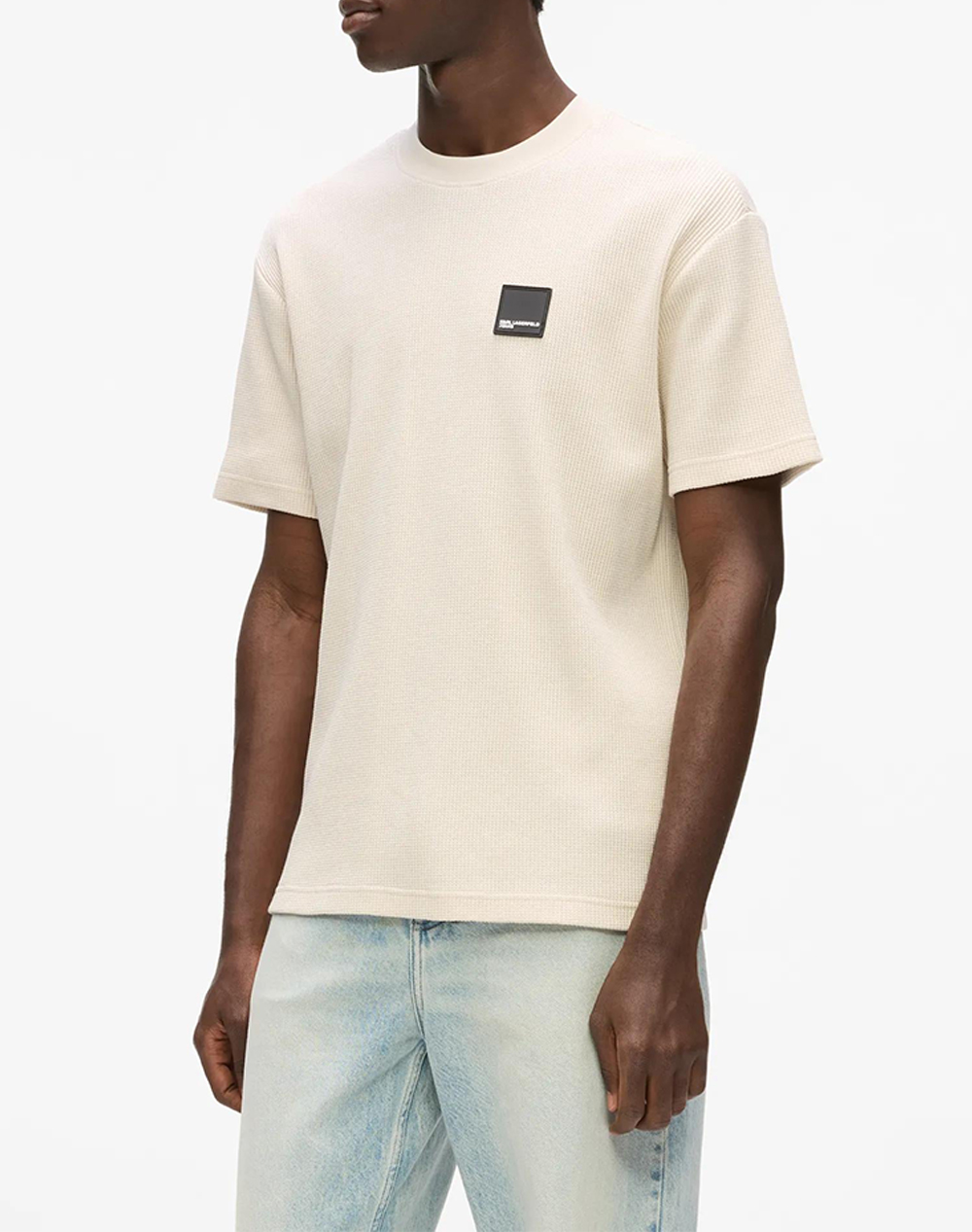 Karl Lagerfeld Jeans Klj Reg Ss Waffle Tee Ανδρας Ρουχα Μπλουζες T Shirt Cream Βαμβακι A1m17049 1Ey - Koolfly