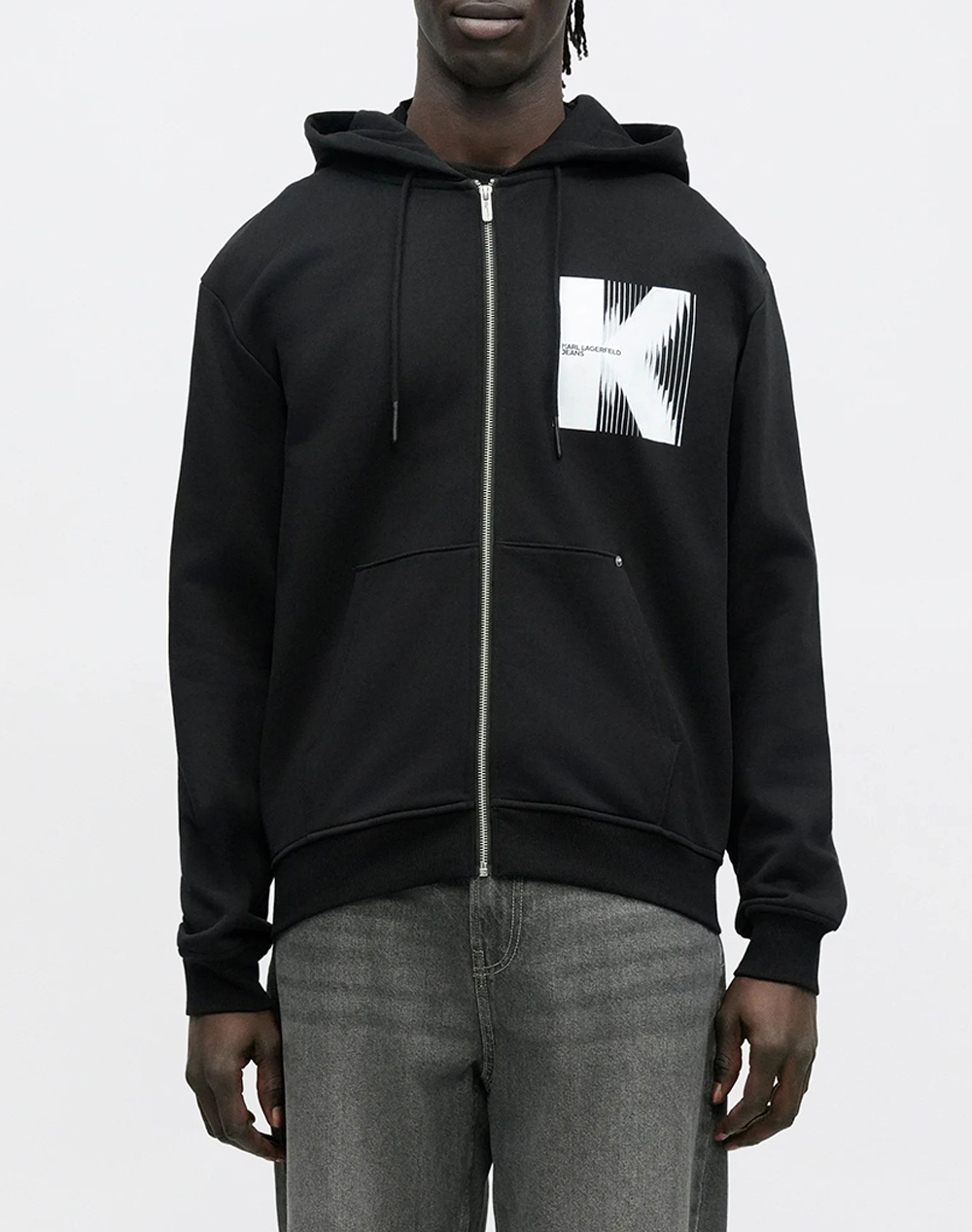 Karl Lagerfeld Jeans Klj Zip Up Hoodie Ανδρας Ρουχα Ζακετες Φουτερ Ζακετες Black Βαμβακι B1M20068 999