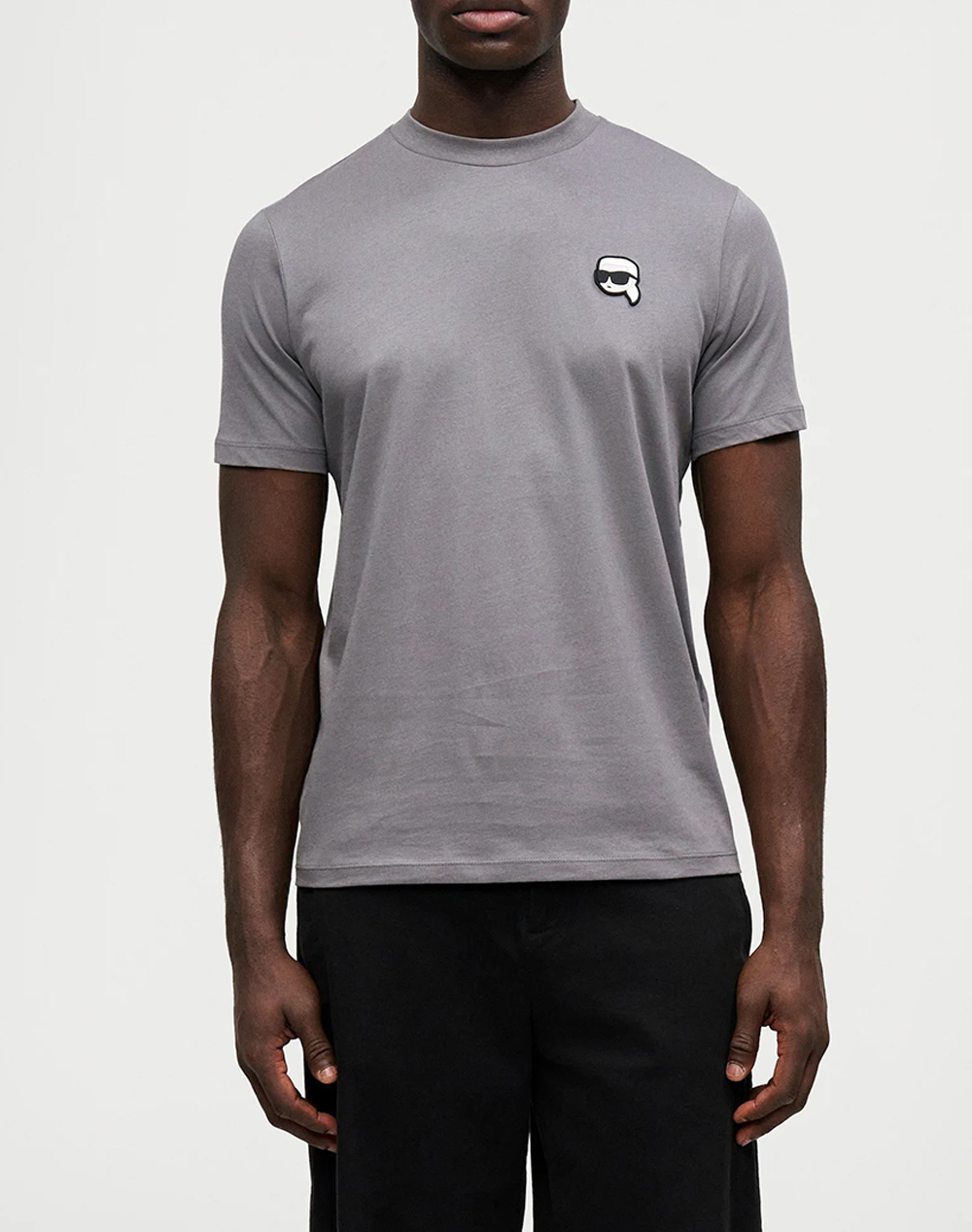 Karl Lagerfeld T Shirt Crewneck Ανδρας Ρουχα Μπλουζες T Shirt Gray Βαμβακι 755710 561224 940 - Koolfly
