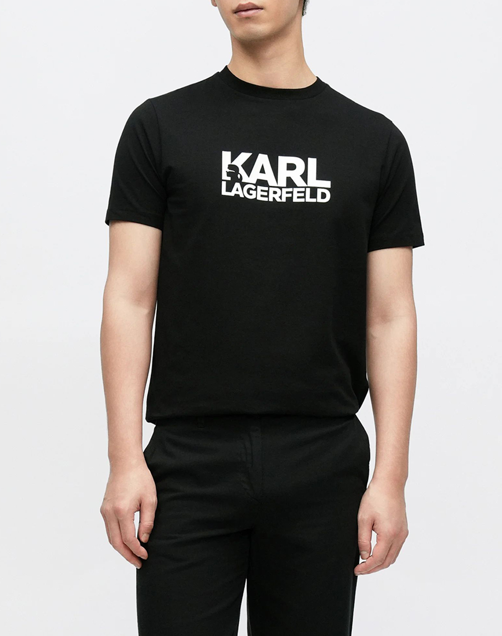 Karl Lagerfeld T Shirt Crewneck Ανδρας Ρουχα Μπλουζες T Shirt Black Βαμβακι 755780 561235 990