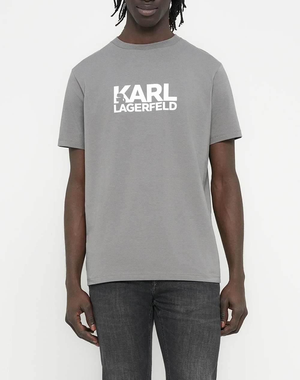 Karl Lagerfeld T Shirt Crewneck Ανδρας Ρουχα Μπλουζες T Shirt Gray Βαμβακι 755780 561235 940 - Koolfly