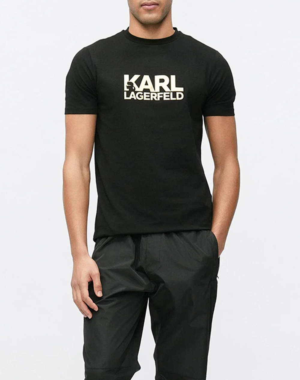 Karl Lagerfeld T Shirt Crewneck Ανδρας Ρουχα Μπλουζες T Shirt Jetblack Βαμβακι 755780 561235 160 - Koolfly