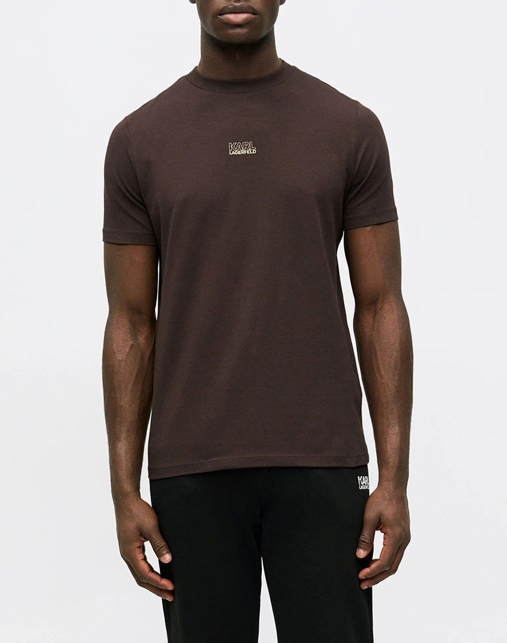 Karl Lagerfeld T Shirt Crewneck Ανδρας Ρουχα Μπλουζες T Shirt Darkbrown Βαμβακι,Με Ελασταν 755034 561235 490 - Koolfly