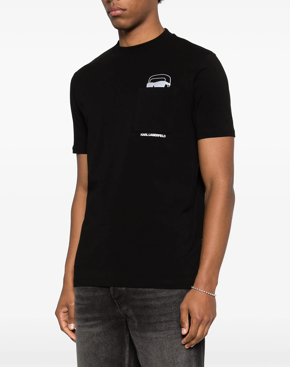 Karl Lagerfeld T Shirt Crewneck Ανδρας Ρουχα Μπλουζες T Shirt Black Βαμβακιμε Ελασταν 755047 561221 990