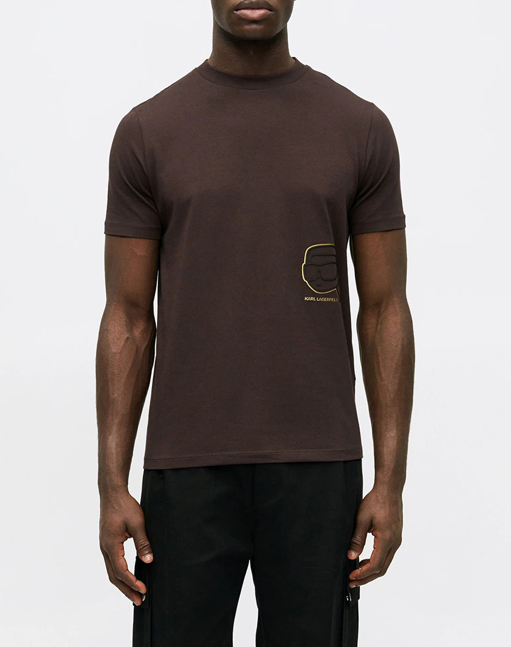 Karl Lagerfeld T Shirt Crewneck Ανδρας Ρουχα Μπλουζες T Shirt Darkbrown Βαμβακι,Με Ελασταν 755035 561235 490 - Koolfly