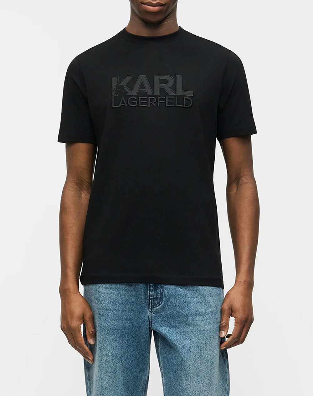 Karl Lagerfeld T Shirt Crewneck Ανδρας Ρουχα Μπλουζες T Shirt Black Βαμβακιμε Ελασταν 755035 562221 990