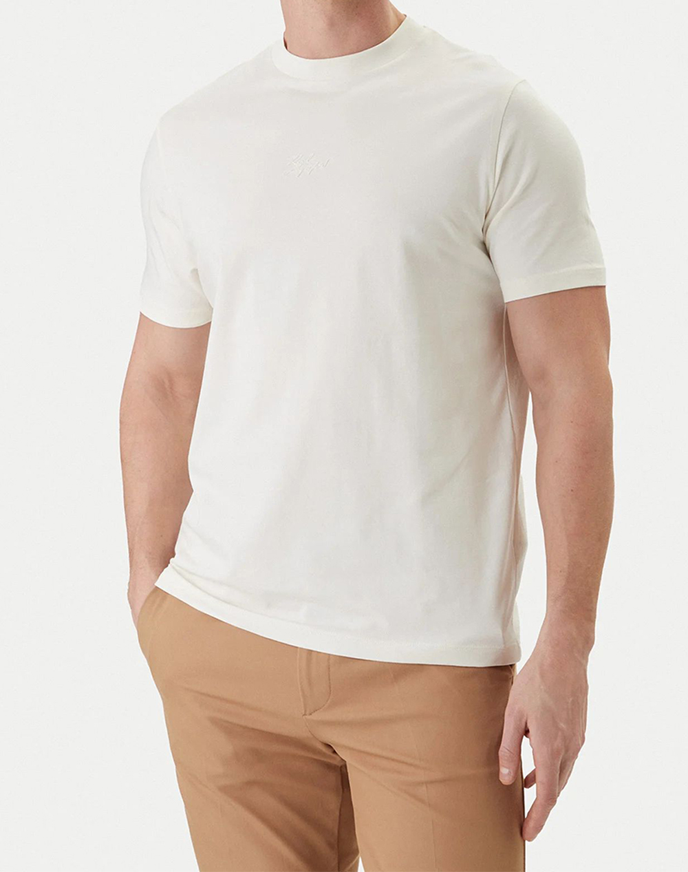 Karl Lagerfeld T Shirt Crewneck Ανδρας Ρουχα Μπλουζες T Shirt Ecru Βαμβακι,Με Ελασταν 755047 562235 80 - Koolfly