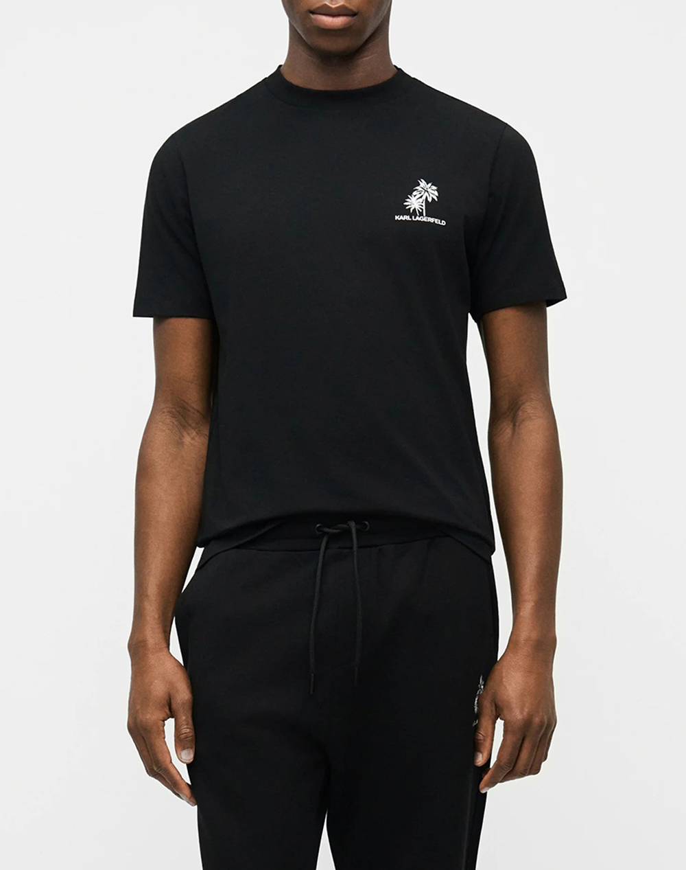 Karl Lagerfeld T Shirt Crewneck Ανδρας Ρουχα Μπλουζες T Shirt Black Βαμβακιμε Ελασταν 755041 562221 990