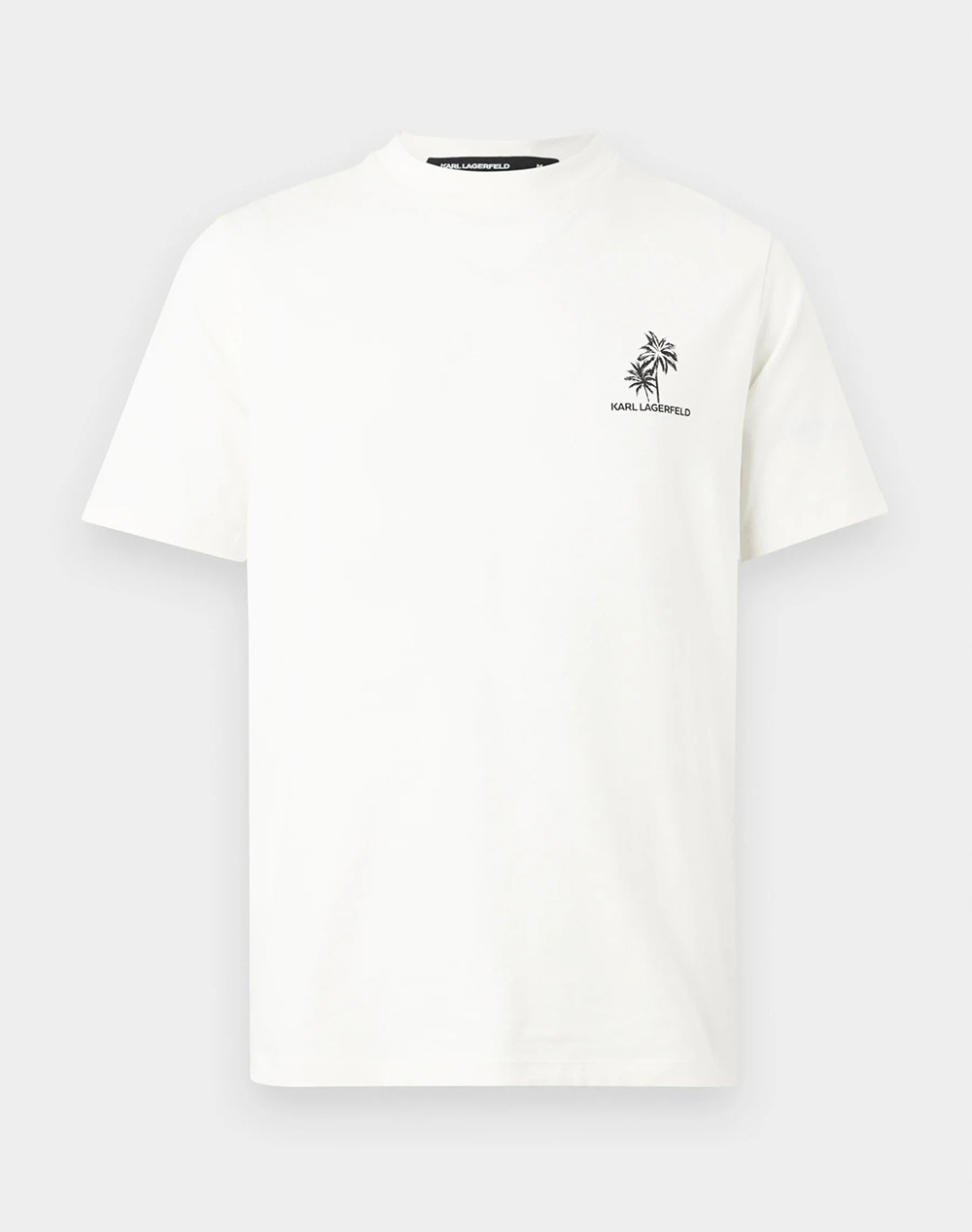 Karl Lagerfeld T Shirt Crewneck Ανδρας Ρουχα Μπλουζες T Shirt Ecru Βαμβακιμε Ελασταν 755041 562221 80