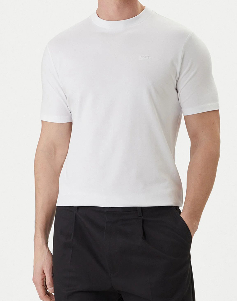 Karl Lagerfeld T Shirt Crewneck Ανδρας Ρουχα Μπλουζες T Shirt White Βαμβακι,Με Ελασταν 755034 562235 10 - Koolfly