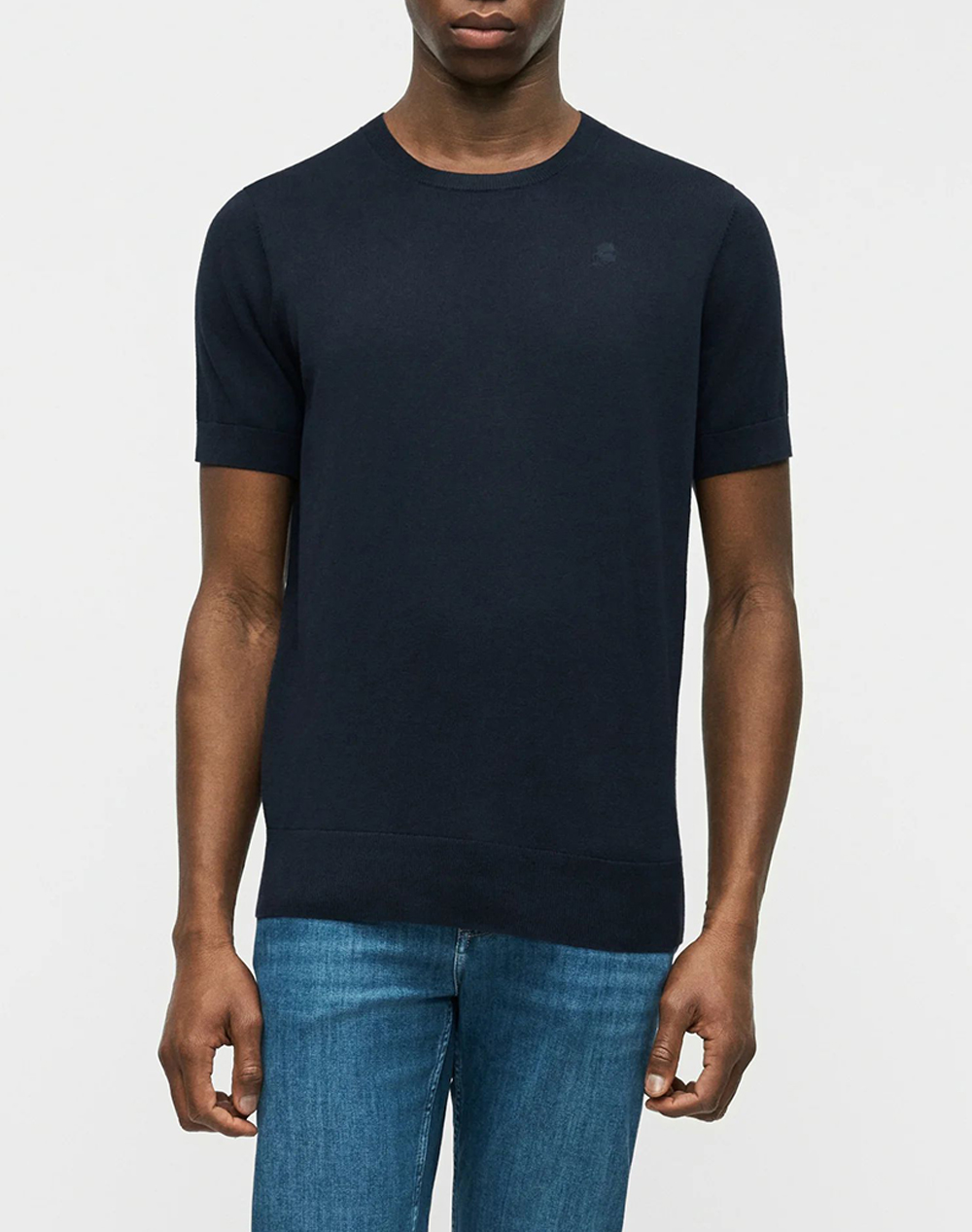 Karl Lagerfeld Knit Crewneck 1/2 Ανδρας Ρουχα Μπλουζες T Shirt Darkblue Βαμβακι 655087 562398 690