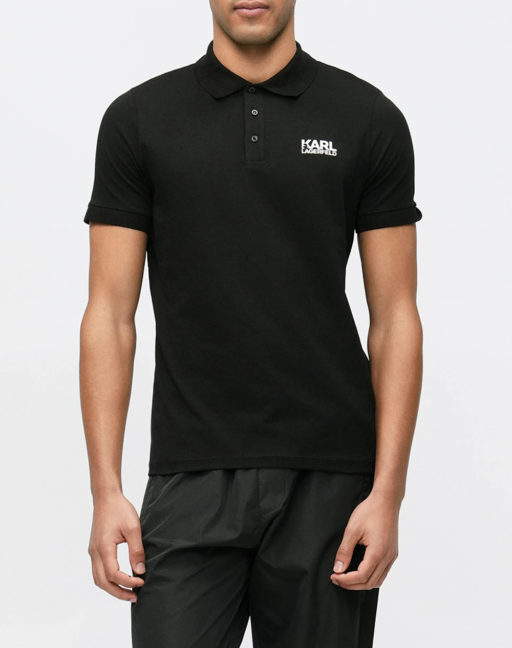 Karl Lagerfeld Polo Ανδρας Ρουχα Μπλουζες Polo Black Βαμβακιμε Ελασταν 745780 561235 990