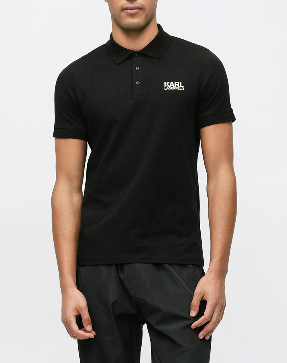 Karl Lagerfeld Polo Ανδρας Ρουχα Μπλουζες Polo Jetblack Βαμβακιμε Ελασταν 745780 561235 160